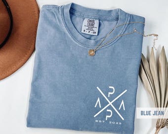 Custom Comfort Colors® Papa Shirt, Dad Est Year Tee, Father's Day Shirt, Custom Dad Gift, Minimal Shirt For Dad, Baby Announcement