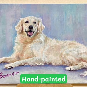PANNEAU DE TOILE, portrait d'animal de compagnie personnalisé peint à la main, acrylique, décoration de la maison, cadeau personnalisé, combiner des photos