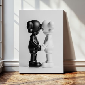 HELLOPRINTS による、恋する Kaws の白黒フィギュア | デジタル ウォール プリント | ホーム デコレーション ポスター | デジタル ダウンロード プリンタブル | モダン ポップ アート