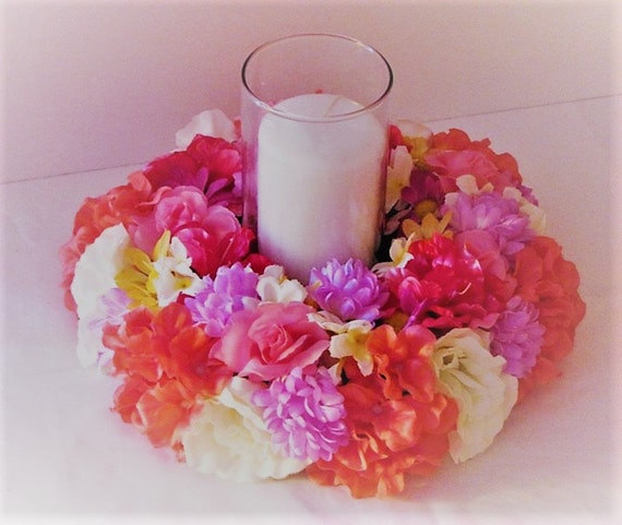 Pretty Candle Ring. Wedding Flowers Table centre piece