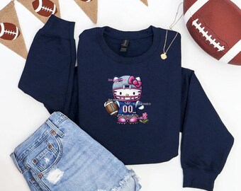 Sudadera con cuello redondo y diseño de gatito de Nueva Inglaterra, ideal como regalo para un fanático del fútbol.