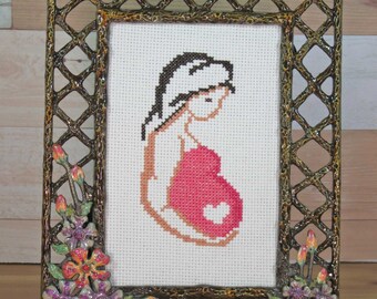 Aida 14 count White, DMC Puckered Lips FinishedCompleted Counted Cross Stitch 2020 Kiss