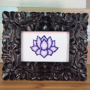 Lotus Flower Completed/Finished Counted Cross Stitch (Aida 18 count, White) 2020