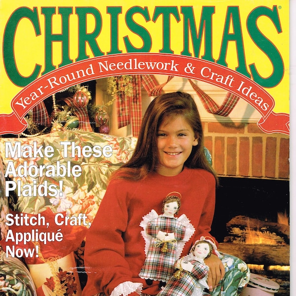 Christmas Year-Round Needlework & Craft Ideas, January-February  1993, Vintage Magazine, Cross Stitch, Balls, Ornaments, Apron, Angles, Xmas