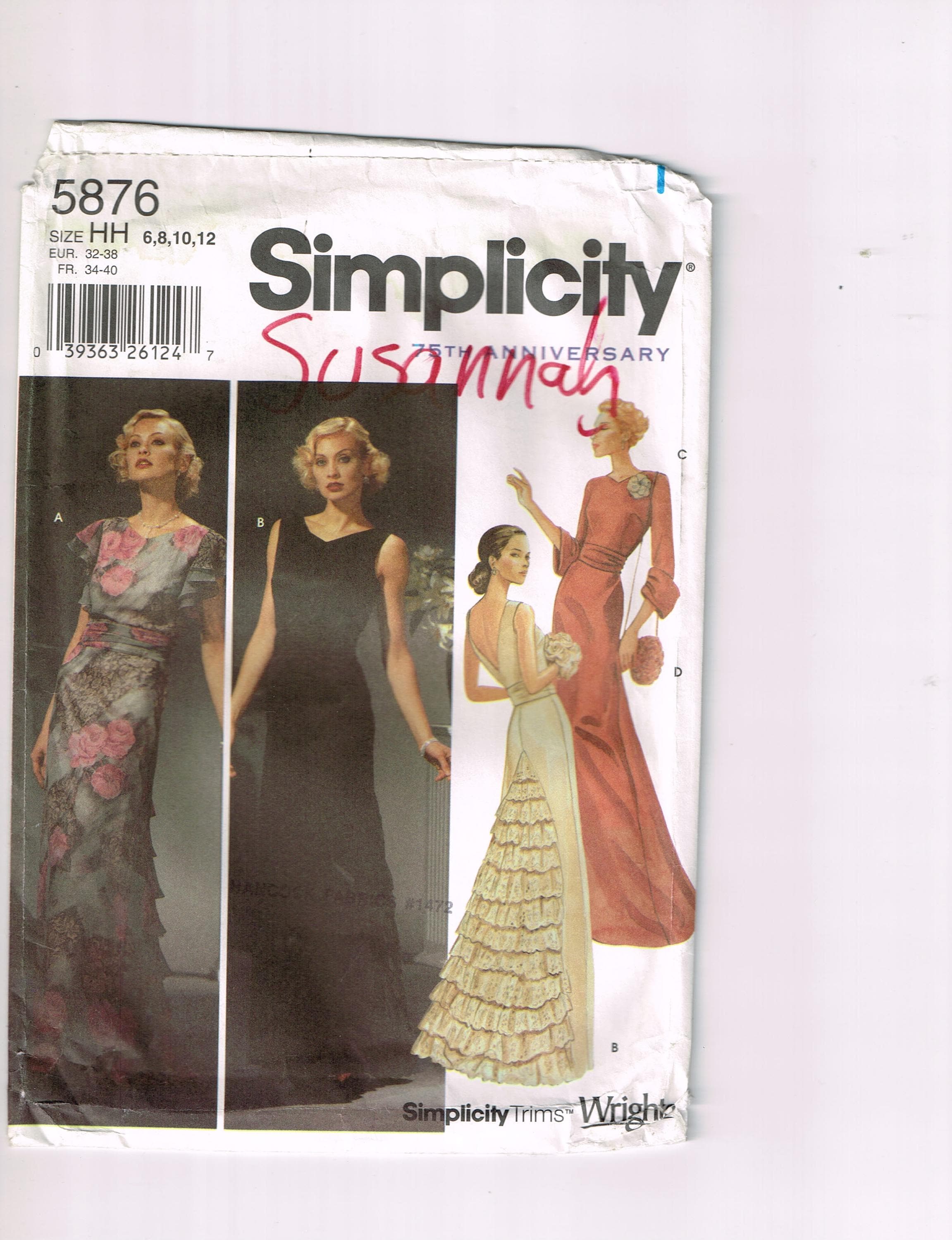 Vintage 1930s Evening Gown Sewing Pattern, Simplicity 5876, Size 6-12 ...
