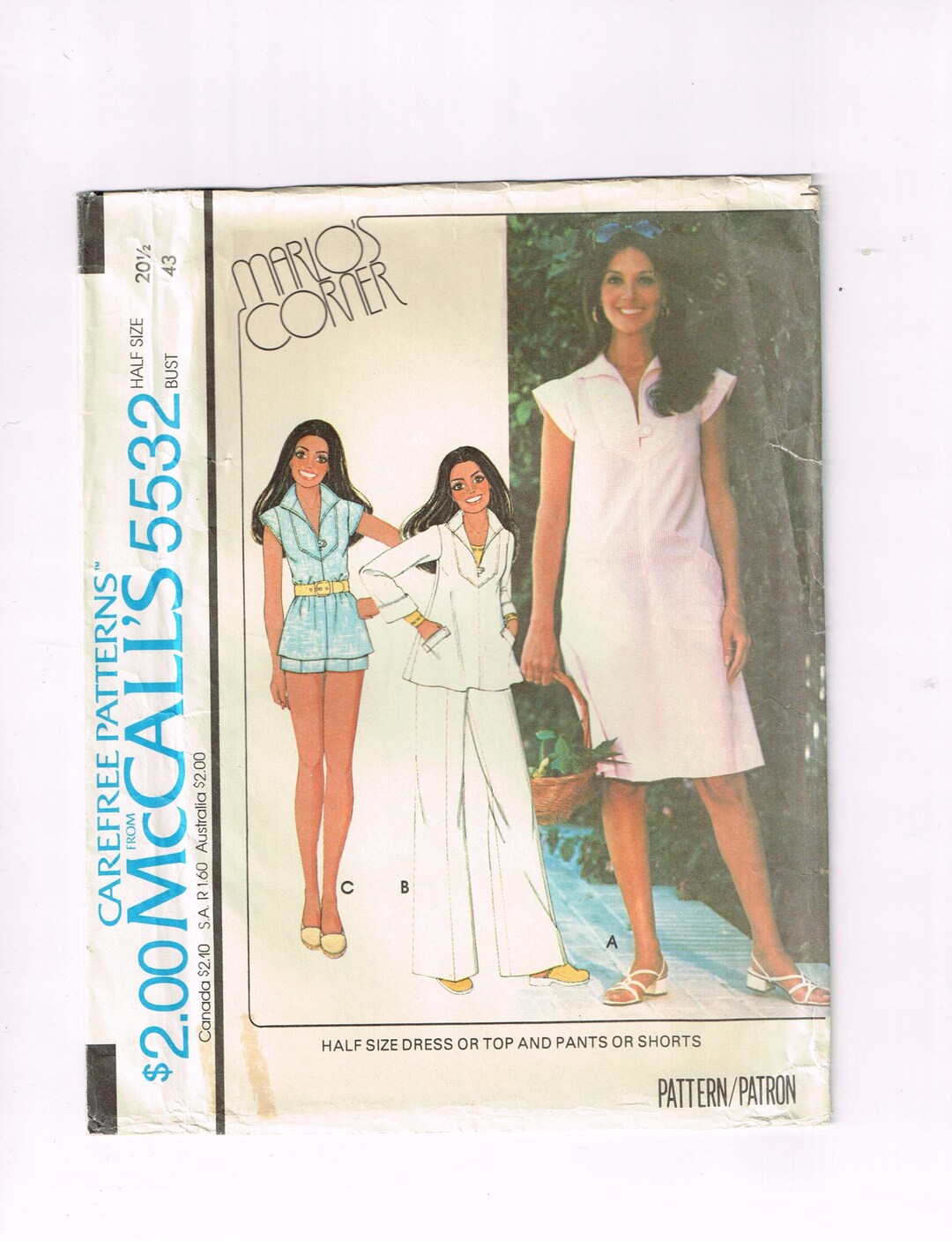 Patr n De Costura McCall s 5532 D cada De 1970 Vestido Blusa Patr n De Costura McCall s 5532 D cada De 1970 Vestido Blusa