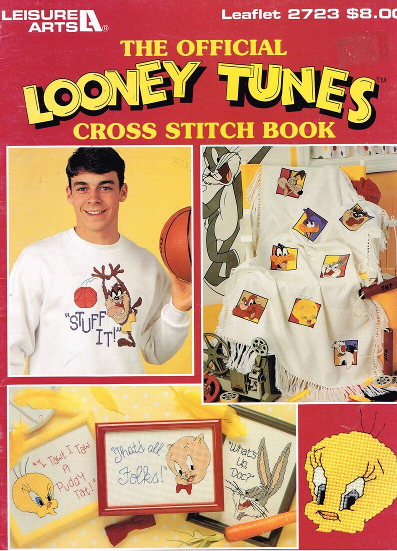 The Official Looney Tunes Cross Stitch Book 1995 Leisure Arts Inc Leaflet 2723 Counted Cross Stitch Vintage Patterns Art Collectibles Cross Stitch Minyamarket Com