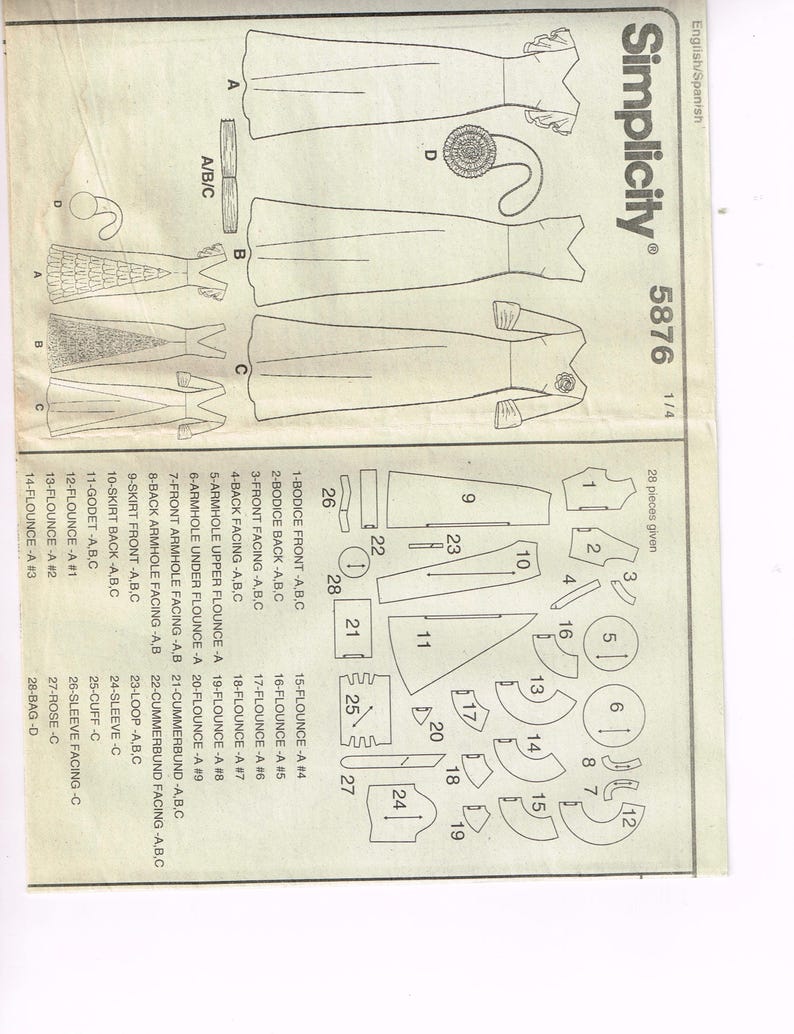 Vintage 1930s Evening Gown Sewing Pattern, Simplicity 5876, Size 6-12 ...