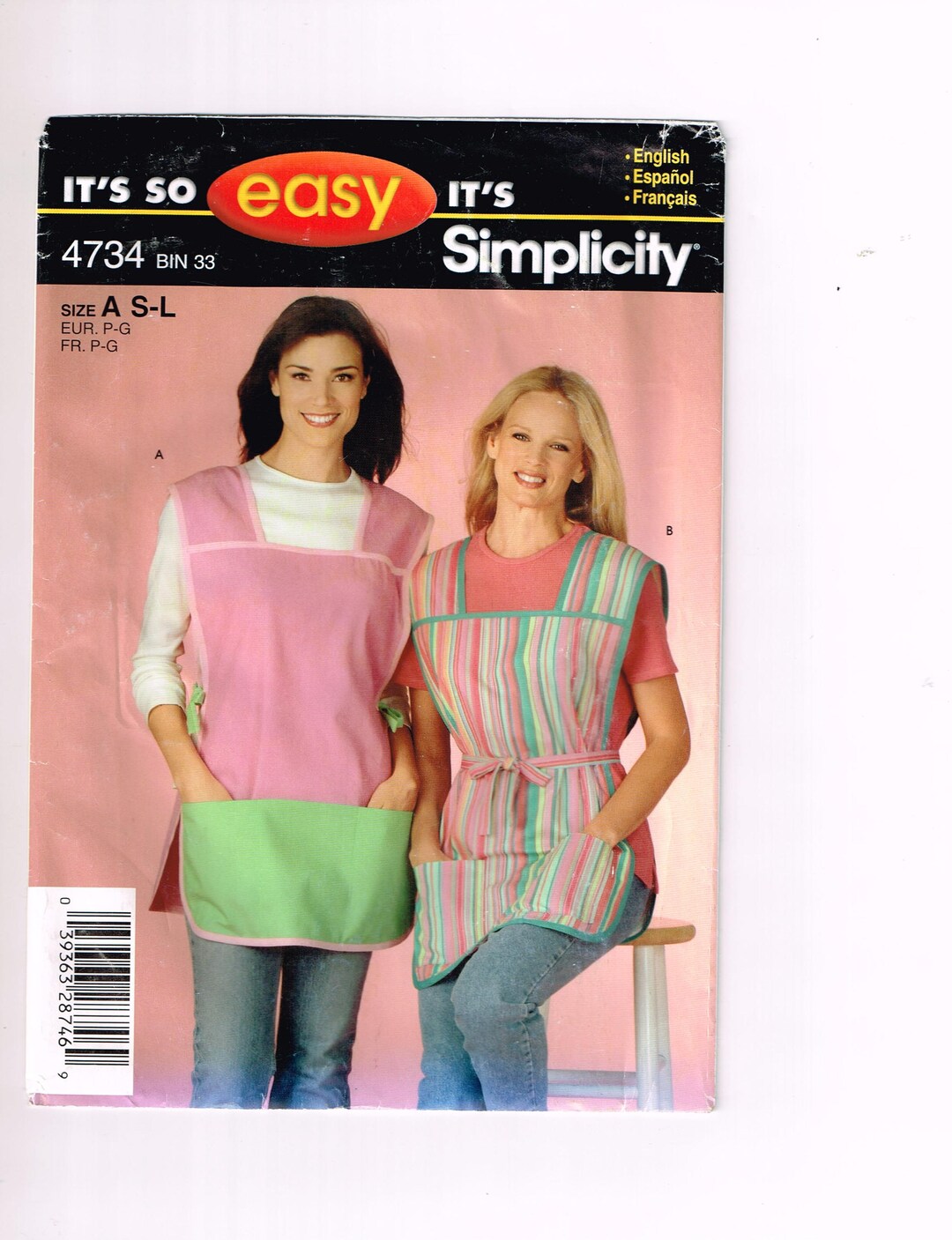 Simplicity 4734 Cobbler Apron Sewing Pattern (sizes S-L) – Easy Smock ...