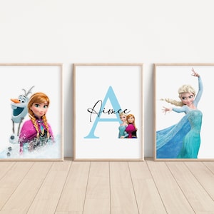 3er Set Gefrorene Eiskönigin Prints, Anna Elsa Gefrorenes Kinderzimmer Dekor, Disney Prinzessinnen Kinderzimmer Wandkunst, Olaf Sven Geschenke Keep Sake
