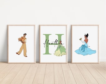 SET OF 3 Personalised the Princess and the Frog Prints, Disney