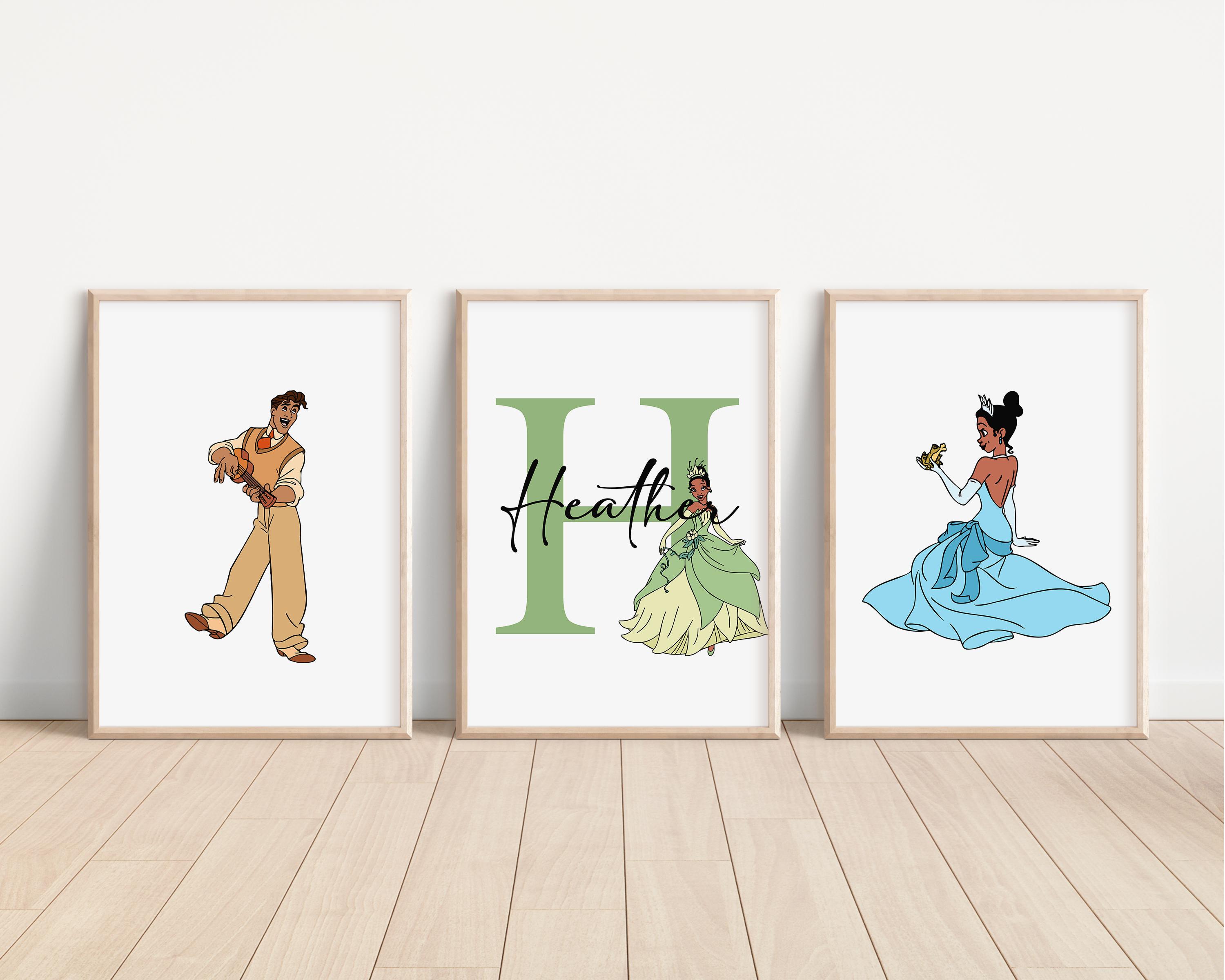 SET OF 3 Personalised the Princess and the Frog Prints, Disney