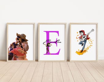 SET DI 3 Stampe Coco, Decorazione per Camera da Letto Disney, Arte Murale per la Cameretta di Miguel, Poster di Mama Coco, Regalo di Ernesto, Stampa Murale di Hector
