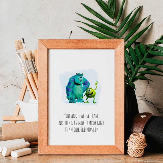 Buy Monster Inc Quote Prints, Mike Sully Boo Bedroom Decor, Disney Pixar  Wall Art, Kids Bedroom Quote Prints, Monster Inc Quote Keep Sake Online in  India - Etsy