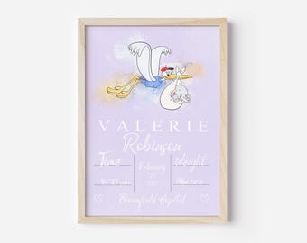 Personalised Dumbo Disney Birth Print, Dumbo Nursery Decor, Dumbo wall Print, Dumbo Kids Room Keep Sake, Dumbo Newborn Baby Birth Gift
