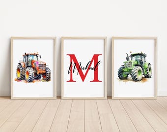 3er Set Kinder Poster, Traktor Poster, Traktor Kinderzimmer Poster, Traktor Kinderzimmer Poster, Traktor Kinderzimmer Poster, Traktor Kinderzimmer Poster, Traktor Kinder Geschenk, Personalisiertes Geschenk