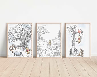 3er SET Winnie Puuh Prints, Iahe Disney Schlafzimmer Dekor,Ferkel Kinderzimmer Wandkunst, Tiger Geschenk Print Art, Winnie Pooh keep Sake