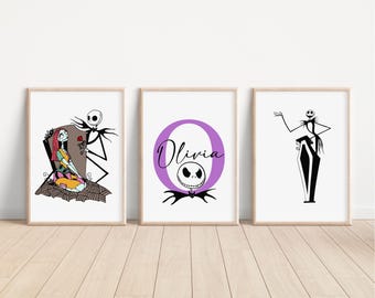 Estampas de A Noite Antes do Natal, decoração de quarto do Jack Skellington da Disney, arte de parede da Sally, pôsteres de Halloween da Zero Keep Sake