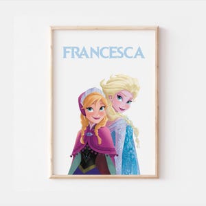 Personalisierte Frozen Name Prints, Anna und Elsa, Schlafzimmer Wandkunst, Disney Kinderzimmer Dekor, Anna und Elsa Andenken, Anna und Elsa Geschenke