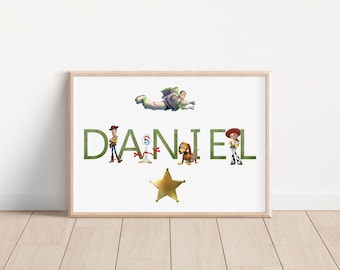 Personalized Toy Story Name Print, Kids Nursery Decor
