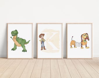 Toy Story Nursery Prints, Personalized Kids Room Decor, Set of 3
