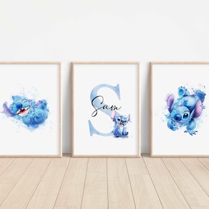 SET MED 3 personliga Lilo och Stitch-tryck, Disney Ohana sovrumsdekor, Lilo och Stitch väggkonst för barnrum, Stitch-posters, Lilo Keep Sake