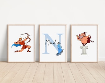 3枚セット パーソナライズされたヘラクレスプリント、ディズニー