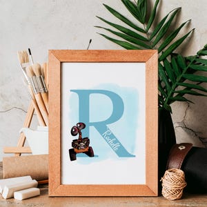 Impresión personalizada del nombre de la letra Wall-E, decoración del dormitorio de Disney Pixar, arte impreso del nombre de la guardería Wall-E, póster de Wall-e Keep Sake