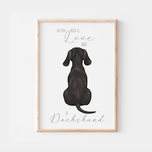 Schwarzer Dackel Druck, Wohnkultur, Dackel Druck, Haustier Hund Wandkunst, Dackel Geschenk Keep Sake, Hunde Illustration, Haustier Wand Kunst Druck