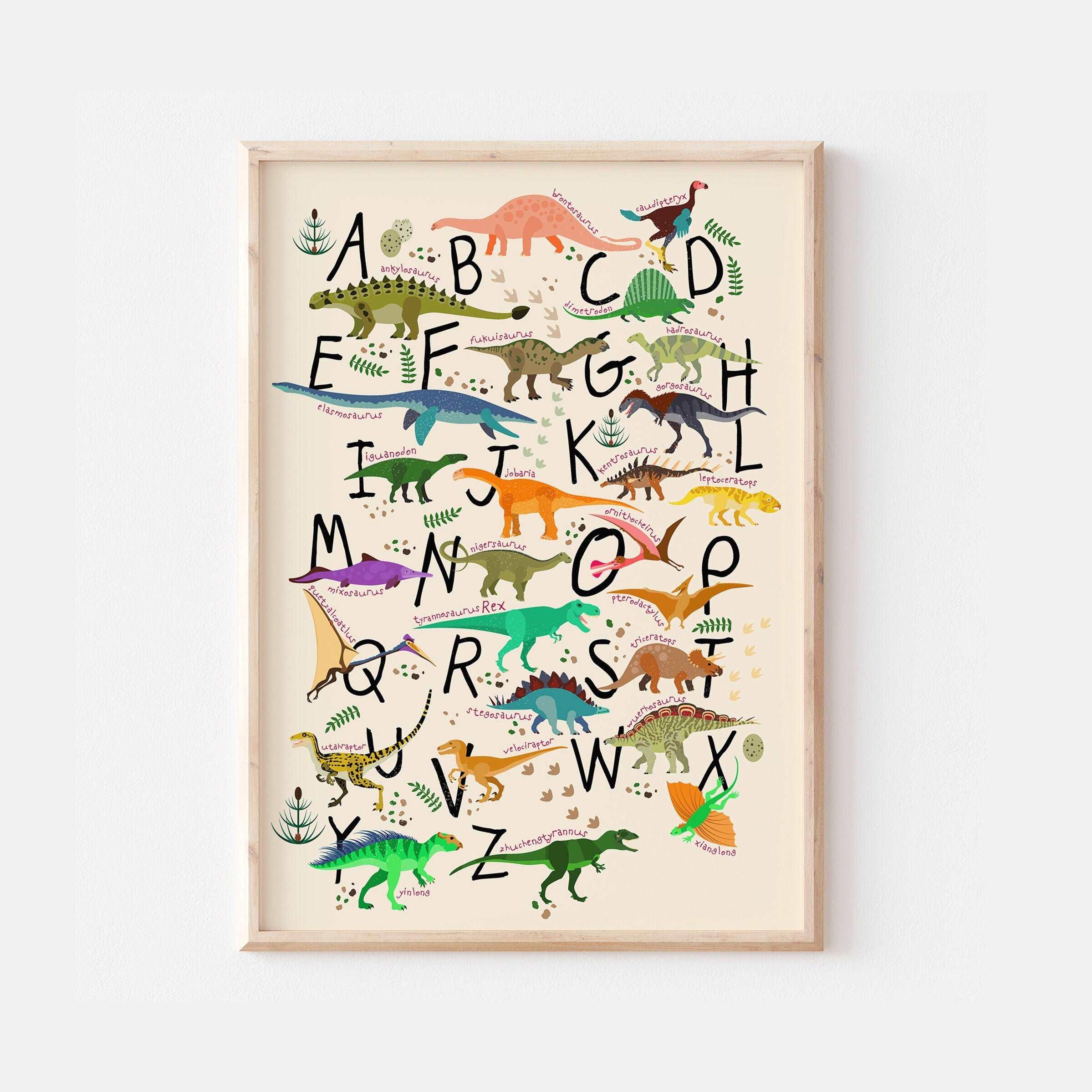 Dinosaur Alphabet Prints, Kids Bedroom Decor, Alphabet Nursery Wall Art ...