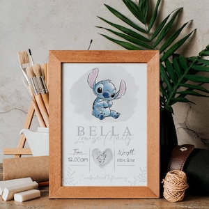 Impresión personalizada de nacimiento de Disney de puntada, decoración de guardería de puntada, impresión de pared de puntada, decoración de habitación para niños de puntada, regalo de impresión de nacimiento de puntada