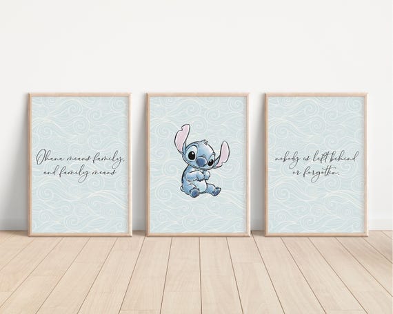 SET OF 3   Stitch Prints, Disney  Bedroom Decor,  Stitch Nursery Wall Art, Stitch Posters , Stitch Keep Sake Gifts