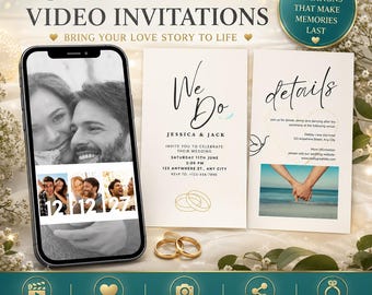 Videoeinladung zur Strandhochzeit, animierte tropische Hochzeitseinladung, Canva-Vorlage