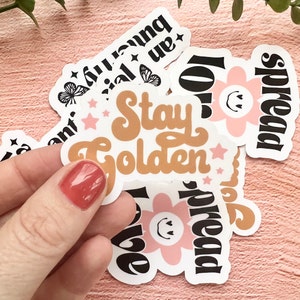 Stay Golden Water proof Vinyl Sticker, Sticker for Laptop Computer Water bottle, Boho Die Cut Sticker, Birthday Gift for Best Friend image 7