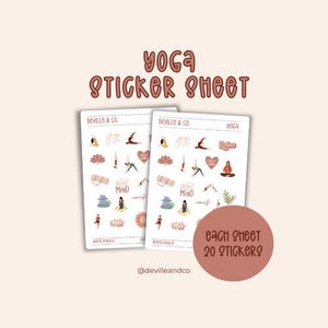 Yoga Sticker Sheet: Neutral Planner Stickers, Scrapbooking (20 Stickers)