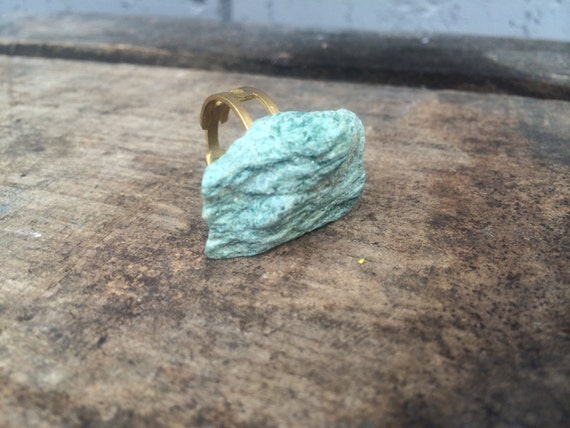 Amazonite Raw Stone Ring Natural Rock Organic Rough Green Gold Etsy Amazonite Raw Stone Ring Natural Rock Organic Rough Green Gold Etsy
