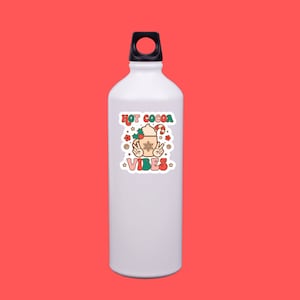 Hot Cocoa Vibes Sticker: Waterproof Christmas Holiday Decal