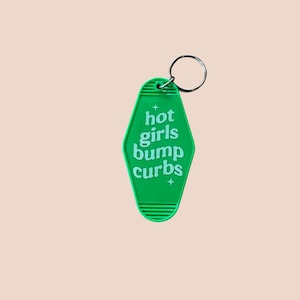 Retro Hotel Keychain: Funny Hot Girls Bump Curbs Acrylic Key Accessory