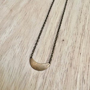 Raw Brass Crescent Moon Necklace: Bohemian Layering Jewelry