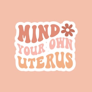 Mind Your Own Uterus Waterproof Vinyl Sticker, Die Cut Sticker gift for Best Friend, Water proof Water bottle Laptop Decal, Pro Choice Gift image 3