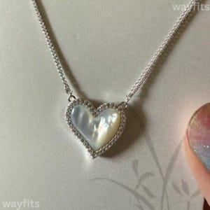 Sterling Silver Mother of Pearl Heart Necklace: Dainty 18k Gold Finish