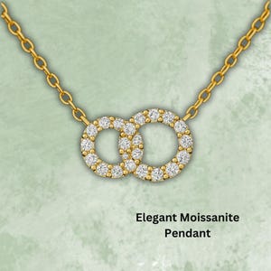 14K Gold Plated Moissanite Pendant Necklace: Dainty Bridal Jewelry