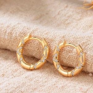 14k Gold Filled Flower Hoop Earrings: Engraved Minimalist Jewelry
