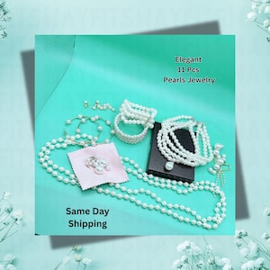 Ivory Pearl Bridesmaid Jewelry Set – Stud Earrings & Necklace Gift, Wedding Jewelry for Bridesmaids or Mom, Mother’s Day Gift