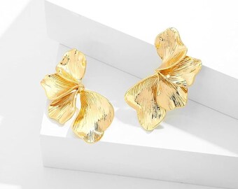 Trendy Gold Geometric Drop Dangle Earrings Chunky Gold Knot Statement Dangle Earrings For Women Long Link Dangle Earrings Jewelry Gift (A