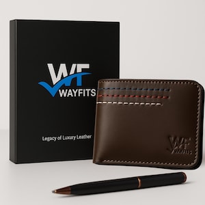 Cartera Wayfits de piel premium, plegable, marrón, con protección RFID, múltiples ranuras para tarjetas y ventana para DNI, 12 x 10 cm. Envío rápido a EE. UU.