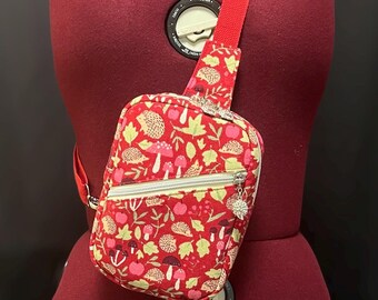 Handmade Red Canvas Hedgehog Mini Crossbody/Sling Bag