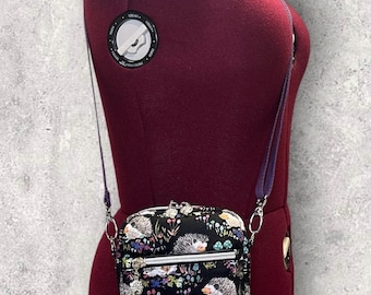 Handmade Hedgehog Canvas Crossbody Bag/Purse/Cellphone Bag