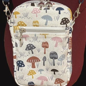 Handgemachte Pilz gedruckte Umhängetasche/Geldbeutel/Handytasche