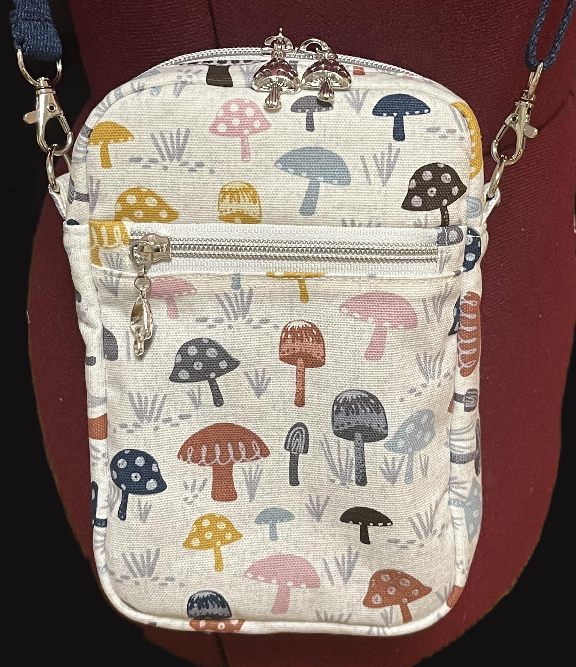 Handmade Mushroom printed Crossbody bag/Purse/Cellphone bag